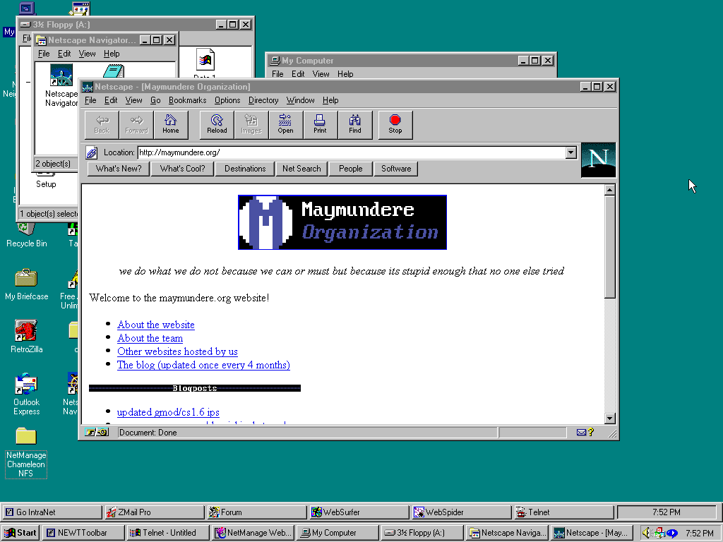 netscape 3 loads the same page without any weird problems, no css but it still works for the most part